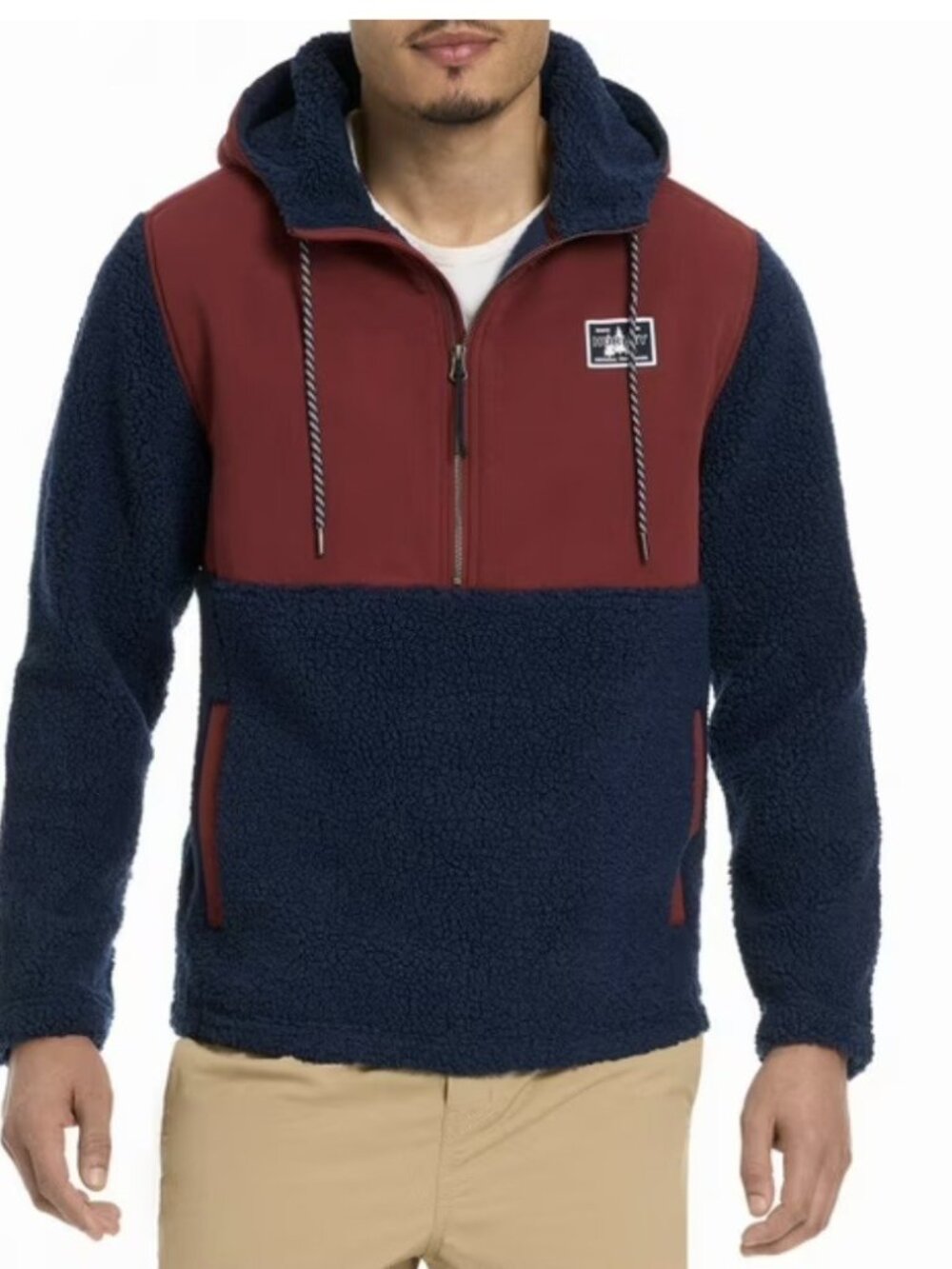 Hurley Sherpa Fleece Half Zip Hooded Anorak Pullover Jacket Men’s X-Large Navy